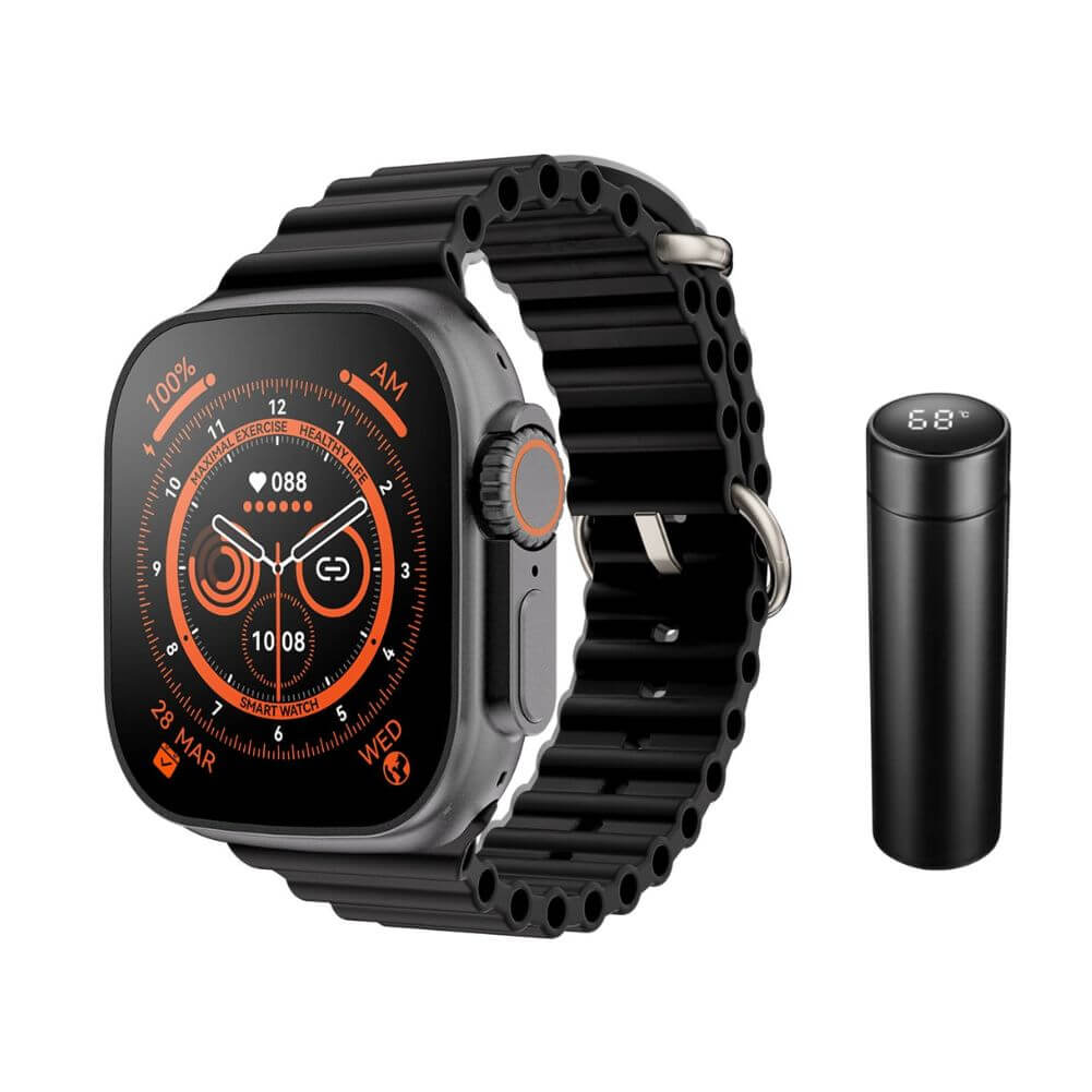 Smart Watch Ultra Max + Garrafa inteligente térmica com LED