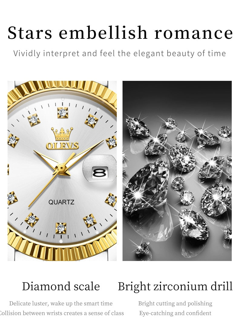 Kit Casal - 2 Relógio OLEVS Cristal luxuoso