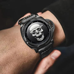 Relógio Skull Zunpai - Couro legítimo