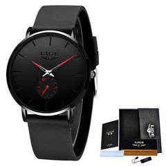Relógio minimalista Aço inoxidável - Black ultra slim - jccolecction