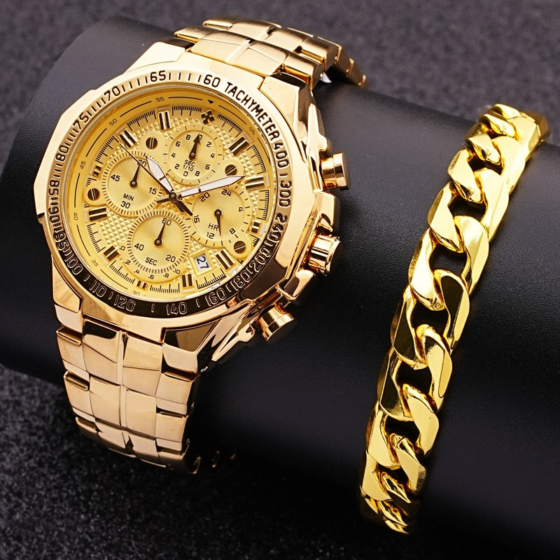 Relógio Tech golden + Pulseira